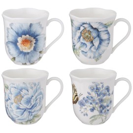 Lenox Blue Butterfly Meadow 4-Piece Mug Set, 2.25 LB