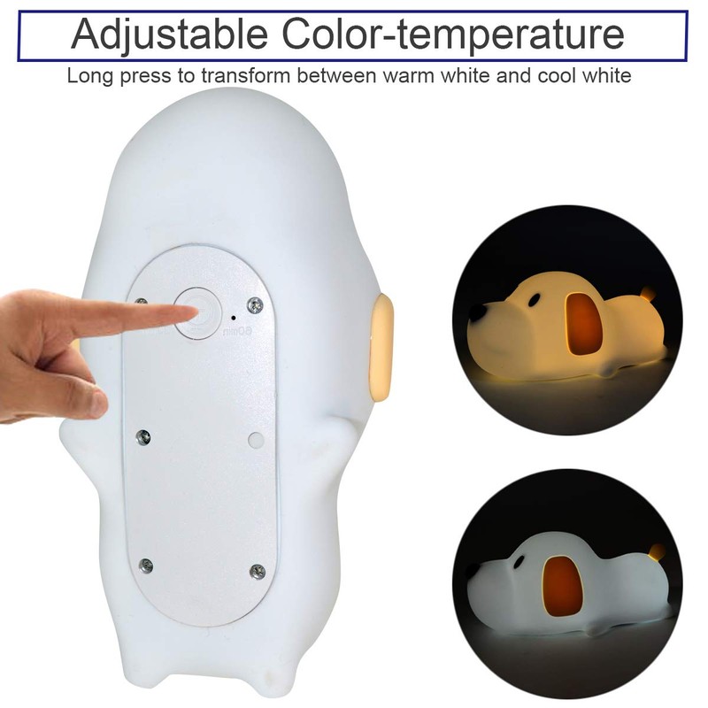 Silicone LED Papa Puppy Night Light Touch Sensor Switching Night