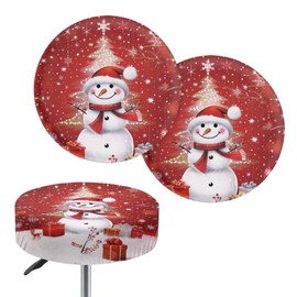 YUVAMAGIMO Snowmen Christmas Bar Stool Covers Round Waterproof and Non-Slip Bar Stool Seat Covers Removable and Washable Bar Stool Chair Covers for Indoor and Outdoor Party Club Decor