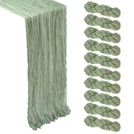 Heneger 10 Pack 17 x 108 Inch Sage Green Table Runner Cheesecloth