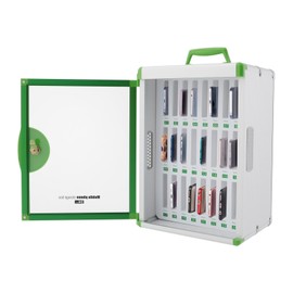 Cell Phone Holder Classroom 24 Slots Aluminum Alloy Cell Phone Storage Cabinet Wall-Mounted Cell Phone Jail Desktop Cell Phone Lock Box Chart with Handle and Security Lock for Classroom Office, Green