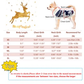 Vehomy Christmas Dog Sweater Xmas Dog Cat Winter Clothes Xmas Kitten Turtleneck Pullover Knitwear with Christmas Tree Reindeers Snowflakes Pattern Puppy Warm Sweater for Kittens Small Dogs XS