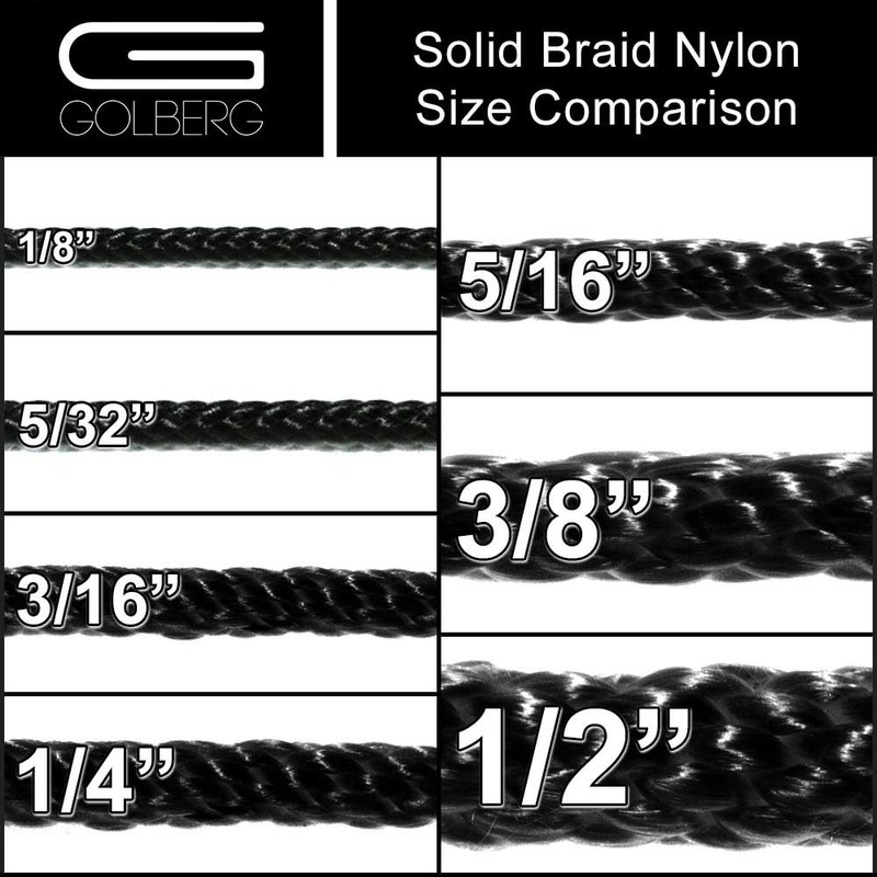 Golberg Solid Braid Nylon Rope - (Yellow, 1/8 Inch x
