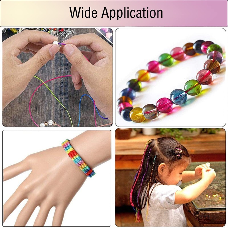 DRERIO 1 mm Elastic Colourful Threads, Elastic Polyester Threads, Jewellery