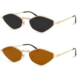 Retro Irregular Metal Sunglasses for Women Men, 2025 Trendy Vintage 90s Chic Small Narrow Gold Frame Sun Glasses