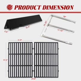 Bewesazy Spirit Grill Replacement Parts Grill Grates 7636 Flavorizer Bars for Weber Spirit and Spirit II 300 Series E-310 E320 E330 S310 S320 S330 SP310 SP320 SP330 II E-310 (7636+69787+7638)