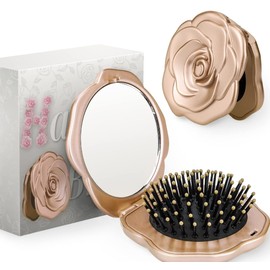 Folding Hair Brush, 2-Pack Mini Pocket Travel Mirror Brush Easy to Carry for Small Spaces Nylon Brush/Comb/HairBrush for Women Men's Any Hairstyles Hair and Beards Wet Dry Hair Restore