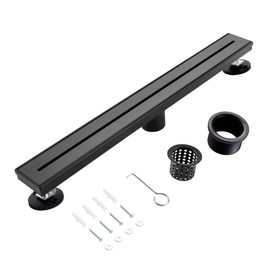 32 Inch Linear Shower Drain, Matte Black Shower Drain,Removable Grate, 304 Stainless Steel, Easy to Install and Clean for Bathrooms (Drain Base Not Included), LSD-31A-32B