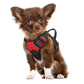 MoNiBloom Reflective Dog Harness, No Pull Vest Harness with Handle, Adjustable Soft Padded Pet Harness for Small Dogs, Red, XS