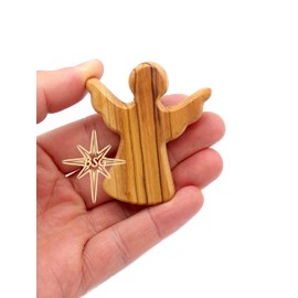Dacaret Factory Set of 4 | Olive Wood Guardian Angel, fits in The Hand and Pocket | Reduces Stress and Anxiety | Palm Angel | Thumb Stone | Comfort | Worry Stone (4)