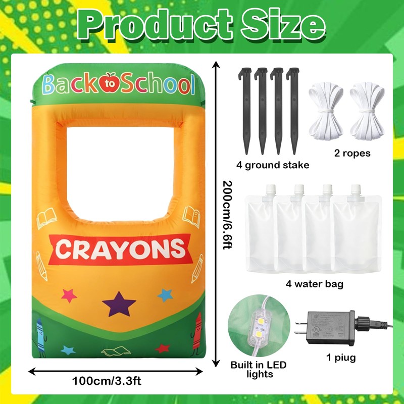 6.6 ft Giant Inflatable Crayon Box Photo Frame with Lights