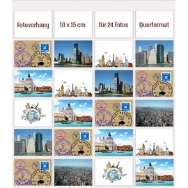 Trendfinding postcard photo curtain, 10 cm x 15 cm, landscape and portrait photos, pictures, postcards, photo wall, photo gallery, picture bag, photo