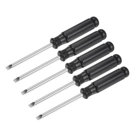 uxcell Mini Slotted Screwdriver, 5.0mm Flat Head with Black Handle for Small Appliances, 5 Pcs