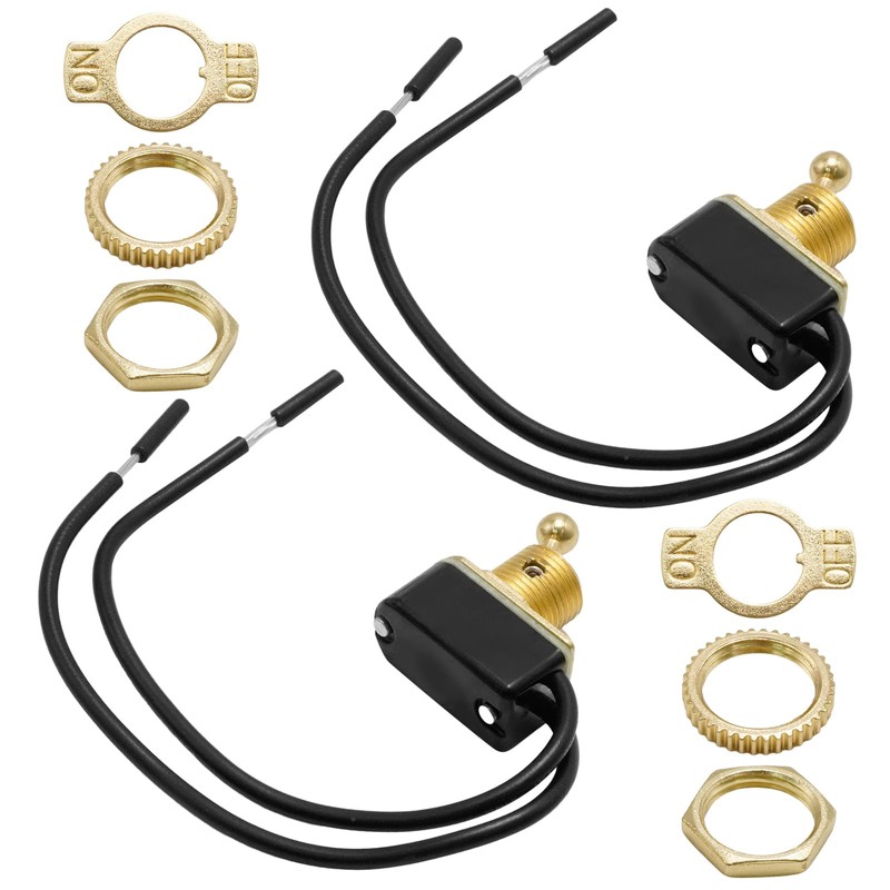 MospdyGear 2Pcs 6A 120V 2-Wire Rocker Toggle Switch, Brass Heavy