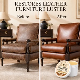 Leather & Furniture Repair Salve 4 oz, Leather Cleaner and Conditioner, Leather Conditioner and Leather Polish for Couch, Car Seats, Boots, Shoes, Bags and Furniture, Restores Natural Shine