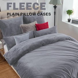 Soifox Velvet Warm Pillow Cases 2 Pack Grey - Winter Thermal Pillowcases with Envelope Closure, Flannel Soft Fluffy Pillow Covers, Decorative Cushion Covers 50x75cm