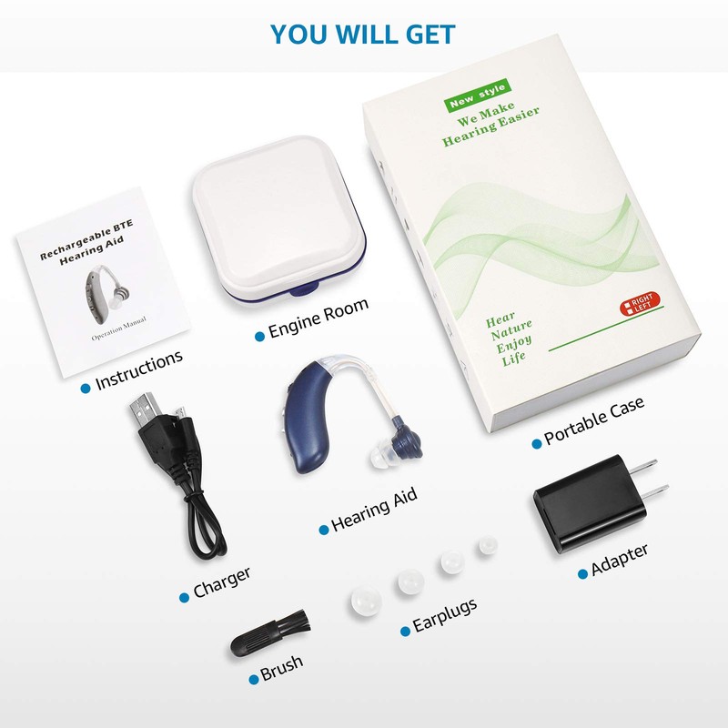 Enjoyee Hearing Aids for Seniors, Rechargeable Hearing Amplifier with Noise