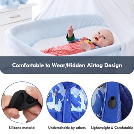 2 Pack Airtag Holder for Kids Hidden,GPS Tracker Case, Anti-Removal Airtag Silicone Case with Pins, Suitable for Children, Elderly, Pets, Backpack, Luggage(White,Black)