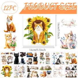 beinkmake 12 Sheets Cute Cats Rub on Transfers for Crafts 5.5×5.5inch Pet Animals Furniture Rub on Transfers Sticker for Wood Glass Scrapbooking Journals Planners DIY Craft