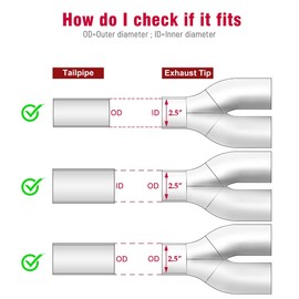 Upower Dual Exhaust Tip 2.5 Inch Inlet 3.5 Inch Outlet 2.5" to 3.5" Diesel Exhaust Tailpipe Blue Burnt 304 Polished Stainless Steel 10.5" Long Weld-on Exhaust Tail Pipe Pack of 2