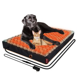 HyphessAda Upgraded Heated Dog Bed with Enlarged Heating Area, 12V Safe Voltage Arthritis Orthopedic Dog Bed with Memory Foam, Heated Pet Bed with Waterproof Cover for Medium, Large, XL Dogs (Large)…
