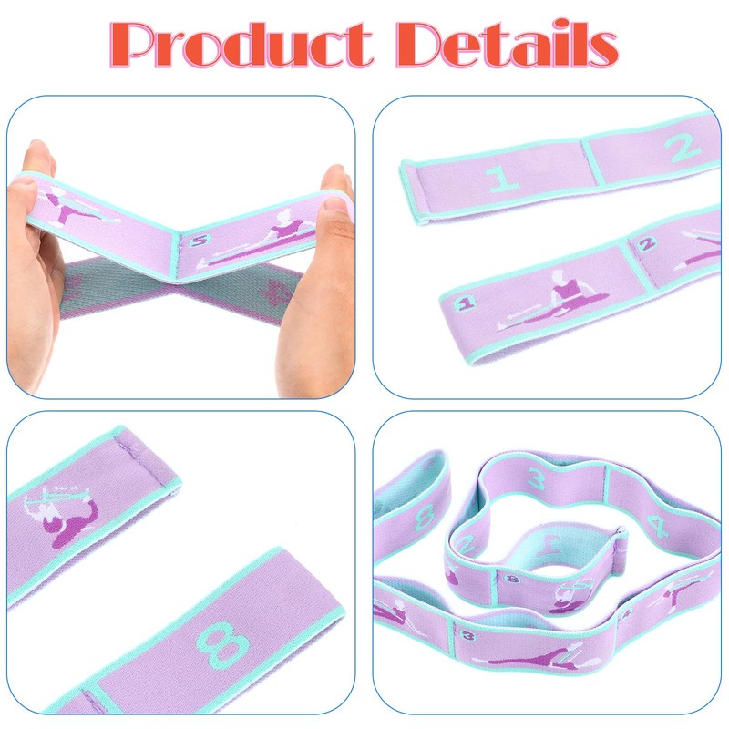 FNANJWQ Elastic Yoga Stretching Strap with Loops, Adjustable Stretch Strap