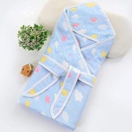 Boa Sortch Newborn Baby Swaddle Bath Towel Blanket, 100% Cotton, 6 Layers, Gauze (Blue)