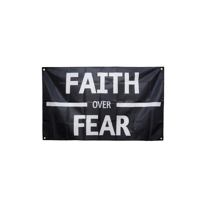 3x5 Feet Faith Over Fear Flag Black Banner for Home