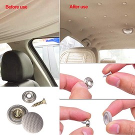 60 Pcs Car Roof Buttons, Universal Car Roof Snap Rivets Holder, Design for Car Roof Flannel with Installation Tool and Fit for All Cars