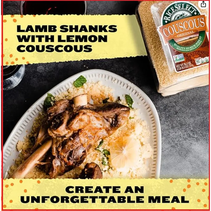 RiceSelect Couscous, Moroccan-Style Non-GMO & Vegan Couscous Pasta, 26.5 oz