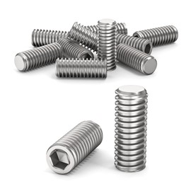 ORTAVA Set Screws M8 x 20 mm DIN 913 / ISO 4026 with Hexagon Socket (ISK) and Taper Tip, Set Screw Stainless Steel (Silver) Pack of 10