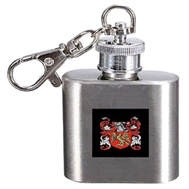 Bissett Family Crest Surname Coat of Arms 1oz Hip Flask Kerying Engraved