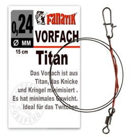 FANATIK Fishing Wire Trace Leader Titanium 5.9-9.8 Inch 15-25 cm 0.24-0.35 mm with Swivels and Duo-Lock Snap Spinning, 1 Piece