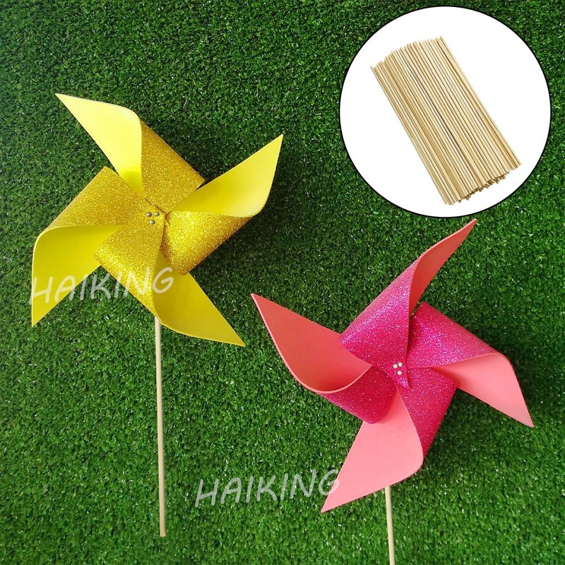 HAIKING Bamboo Dowel Rods, 100 PCS Round Unfinished Wooden Craft