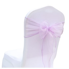 SHTGOI Pack of 10 Organza Chair Sashes Ribbons Chair Cover Tulle Chair Bows Chair Sash for Wedding Birthday Party Reception Banquet Decoration 18 x 275 cm Lavender