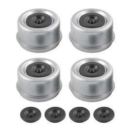 4PCS 2.44" Trailer Hub Bearing Dust Cap with Extra 4 Rubber Plugs, Trailer Axle Wheel Hub and Bearing Dust Caps for Most 5200 to 6000 Pound Axles Dexter Trailer Axle Bearing Dust Cap Cup Grease Cover