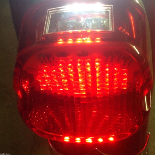 Custom Chrome Laydown Red Taillight Full w/ Circuit LED Harley