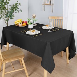 Hiasan Black Table Cloths Rectangular Waterproof W60 x L84 Inches, Dining Table Cover Protector Rectangle Tablecloth Nappe de Table Rectangulaire for Kitchen/Wedding/Parties
