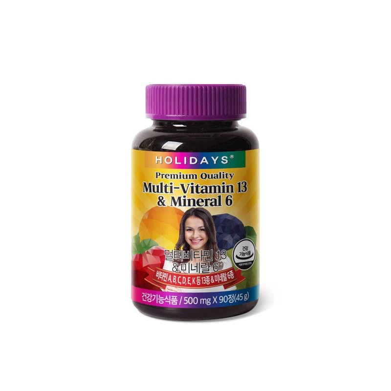 Holidays 19종복합기능 멀티비타민13앤미네랄6 90정 1병 3개월분 19-Types Complex Multi-Vitamin 13