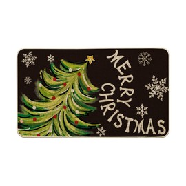 Artoid Mode Black Holly Mistletoe Merry Christmas Doormat, Xmas Winter Home Decor Switch Rug Door Mat 17x29 Inch