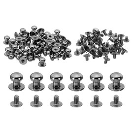 PATIKIL 7mm Leather Rivets, 50 Sets Round Button Head Studs Metal Screw Studs Posts Chicago Screws Rivet for Clothing Leather Crafts, Black