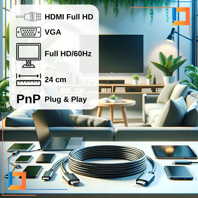 Co2 HDMI to VGA D-SUB 2K/60Hz Full HD Plug &
