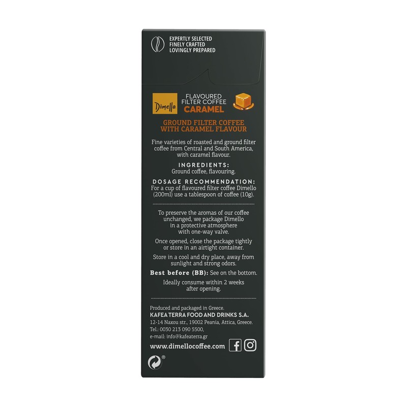 Dimello Caramel Flavoured Ground Coffee, 250g - Exquisite Filter Blend