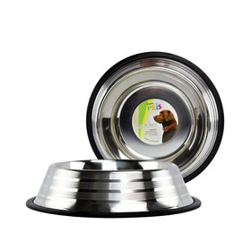 Fancy Pets Plato Estriado de Acero Inoxidable para Perro, 16 Onzas o 454 Gramos con Antiderapante