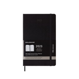 Moleskine Weekly Professional Planner 2023, 12-Month Weekly Diary with Vertical Layout, Planner with Hourly Breakdown, Hard Cover, Large Size 13 x 21 cm, Colour Black