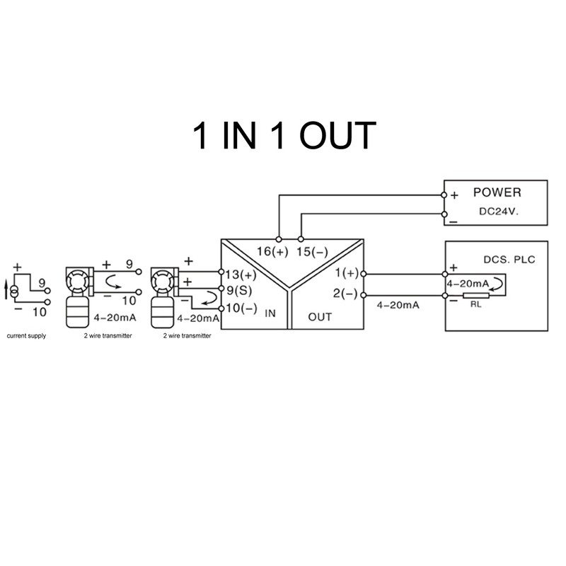 DC Current Signal Isolator 1 in 1 Out 4‑20mA PLC