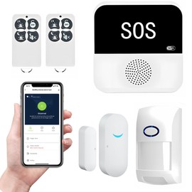 eMylo WiFi Smart Alarm Kit, Home Security Alarm System, 4 Pieces (Alarm + IR + Door Magnet + Remote Control), Compatible with Smart Life and Tuya App, Suitable for House, Apartment
