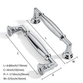 ZAUYX 10 Pack 4 Inch Hole Center Polished Chrome Cabinet pulls Solid Heavy Duty Cabinet Pull Cabinet Handles Kitchen Cabinet Hardware Vanity Handles Bathroom Cabinet pulls