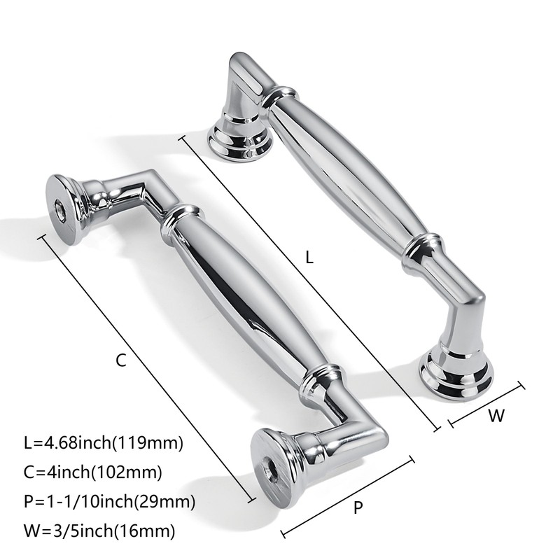 ZAUYX 10 Pack 4 Inch Hole Center Polished Chrome Cabinet