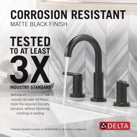 Delta Delta Faucet Nicoli Widespread Bathroom Faucet 3 Hole, Matte Black Bathroom Faucet, Bathroom Sink Faucet, 2 Handle Bathroom Faucet, Bath Faucet, Drain Assembly, Matte Black 35749LF-BL